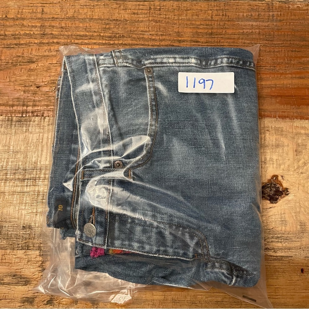 J. Crew Mid-Blue Cropped Jeans with Colorful Embroidered Hem - Picture 16 of 16